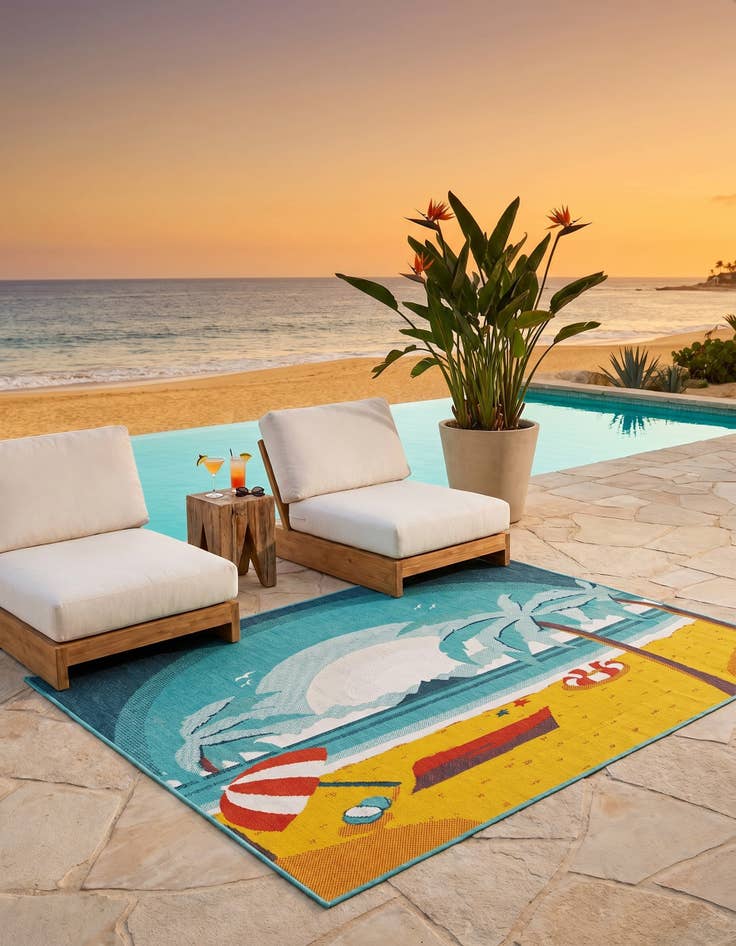 Detail image of 4' x 6' Easy-Clean Coastal Indoor / Outdoor Rug