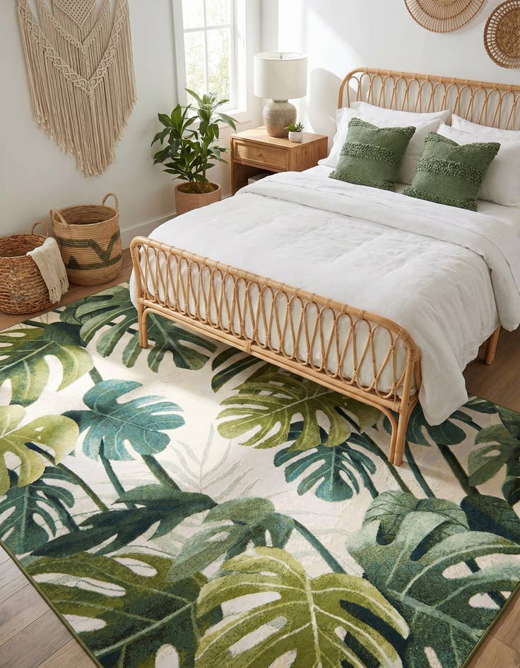 Detail image of 5' 3 x 8' Easy-Clean Botanical Indoor / Outdoor Rug