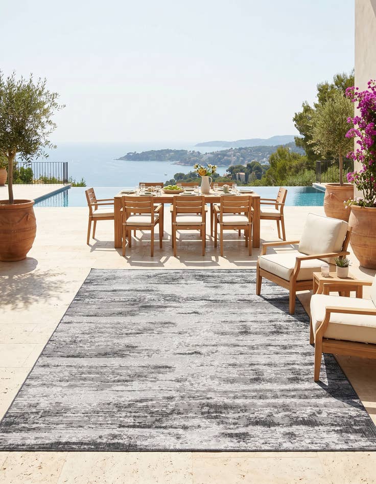 Detail image of 9' x 12' Easy-Clean Modern Indoor / Outdoor Rug