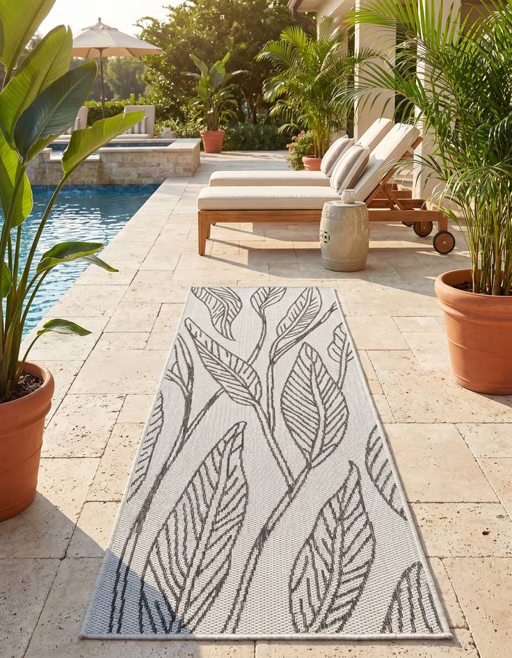 Detail image of 2' x 6' Easy-Clean Botanical Indoor / Outdoor Runner Rug