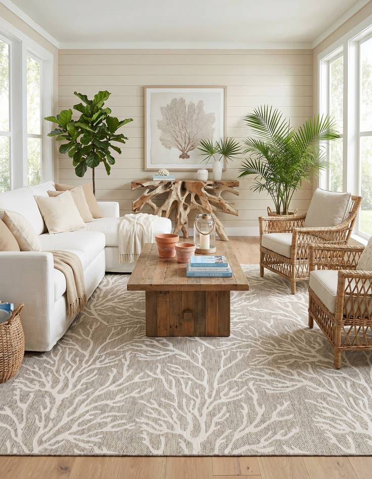 Detail image of 10' x 10' Easy-Clean Coastal Indoor / Outdoor Square Rug