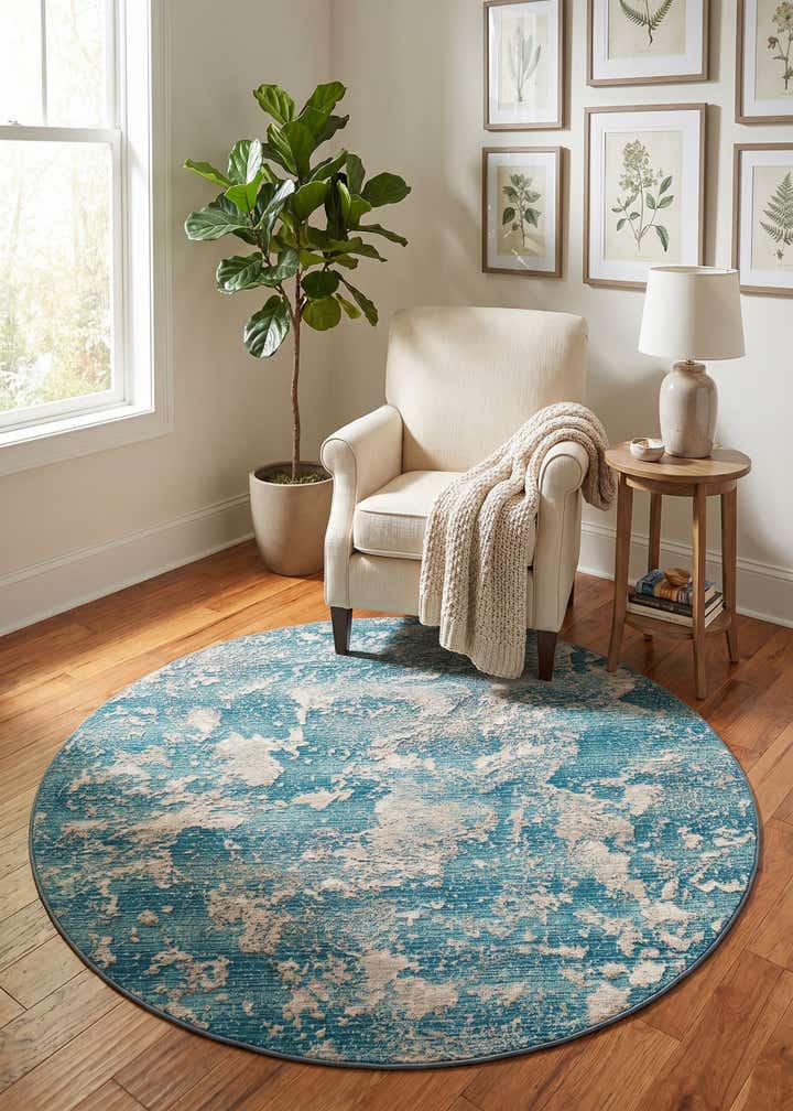 5' x 5' Easy-Clean Modern Indoor / Outdoor Round Rug