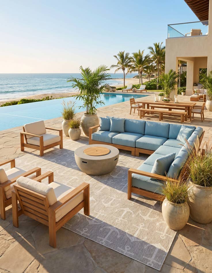 Detail image of 10' x 14' Easy-Clean Coastal Indoor / Outdoor Rug