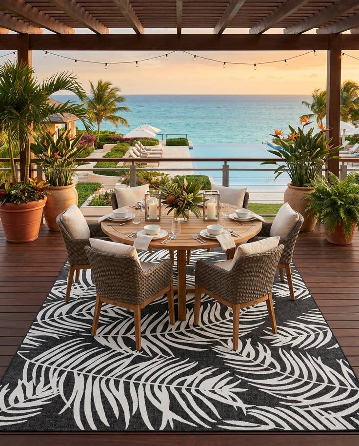 Detail image of 10' x 13' Easy-Clean Botanical Indoor / Outdoor Rug