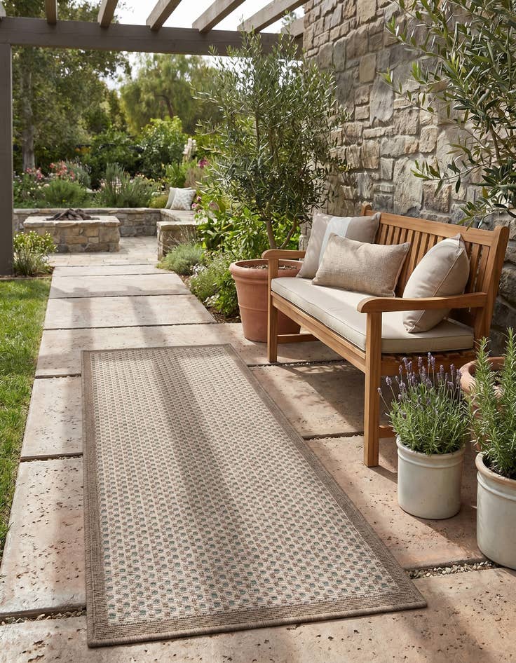 Detail image of 2' x 5' Easy-Clean Border Indoor / Outdoor Runner Rug