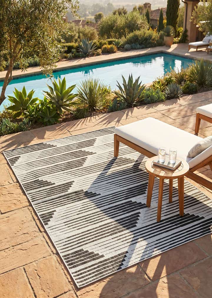5' 3 x 8' Easy-Clean Modern Indoor / Outdoor Rug