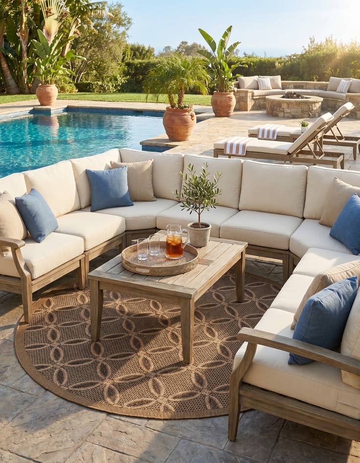 Detail image of 6' x 6' Easy-Clean Trellis Indoor / Outdoor Round Rug