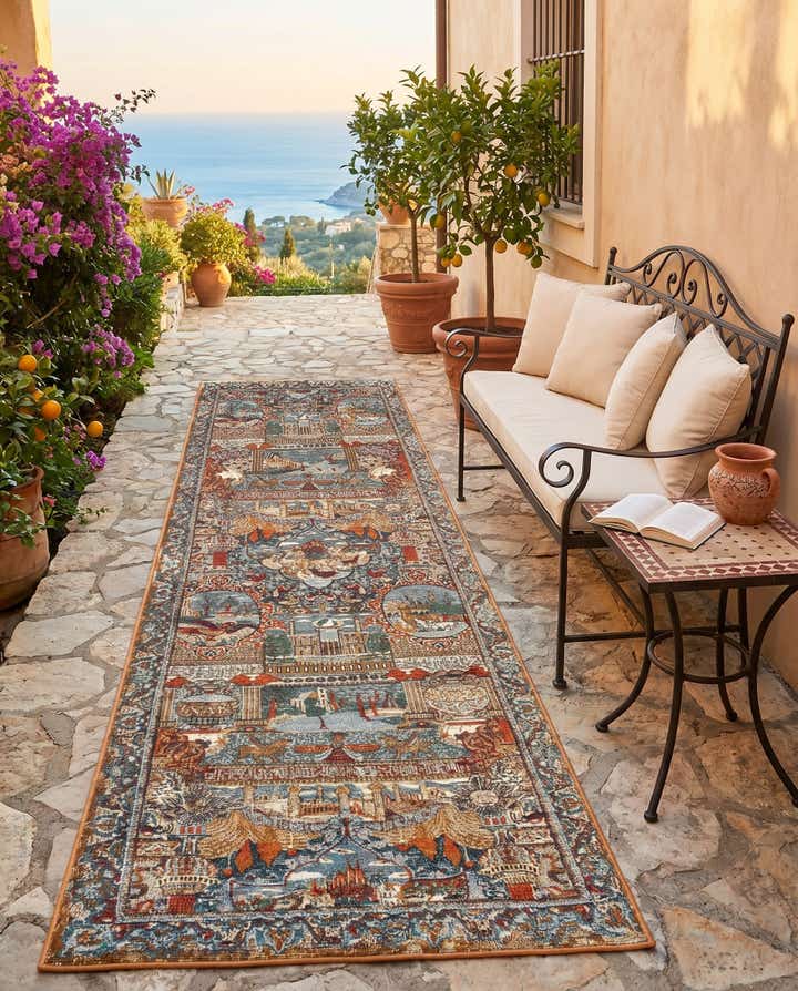 2' 7 x 10' Easy-Clean Traditional Indoor / Outdoor Runner Rug