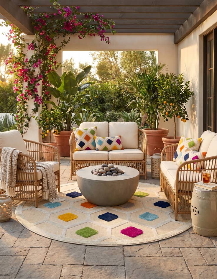 Detail image of 5' 3 x 5' 3 Easy-Clean Aruba Indoor / Outdoor Round Rug