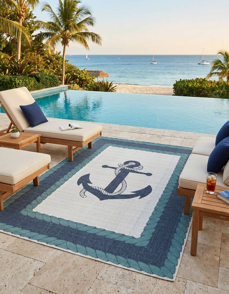 Detail image of 7' 10 x 10' Easy-Clean Coastal Indoor / Outdoor Rug