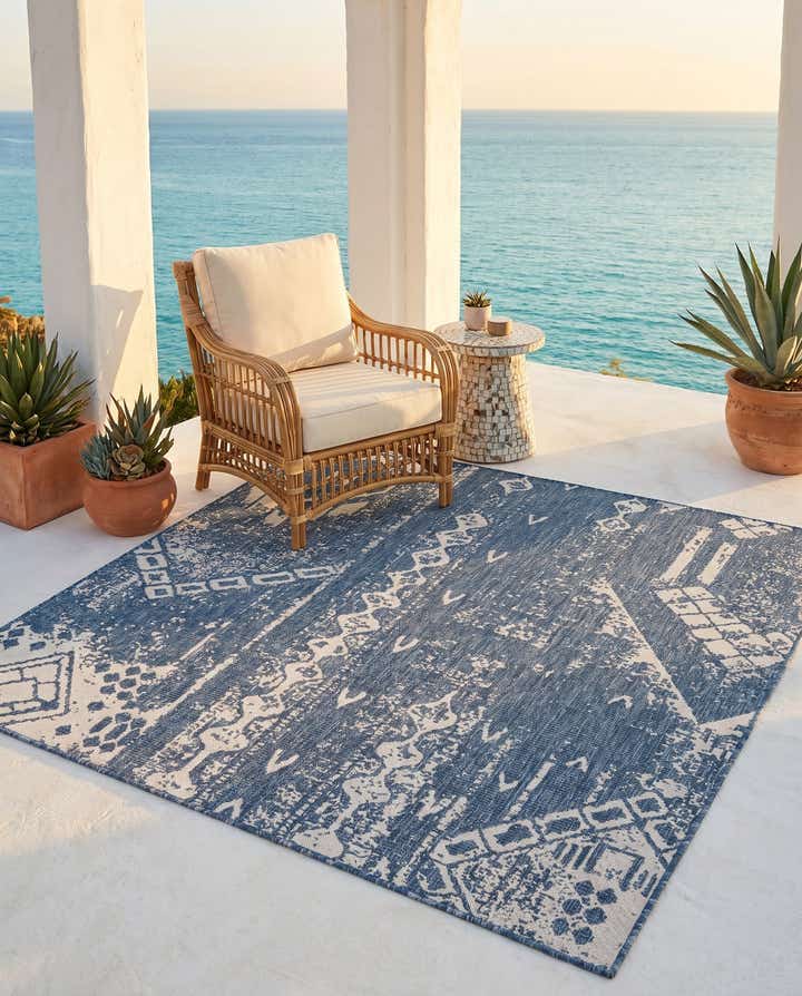 5' 3 x 5' 3 Easy-Clean Bohemian Indoor / Outdoor Square Rug