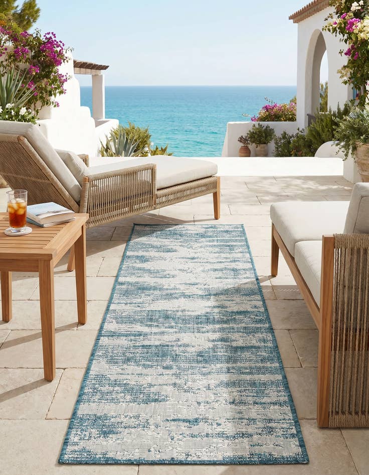 Detail image of 2' x 8' Easy-Clean Modern Indoor / Outdoor Runner Rug