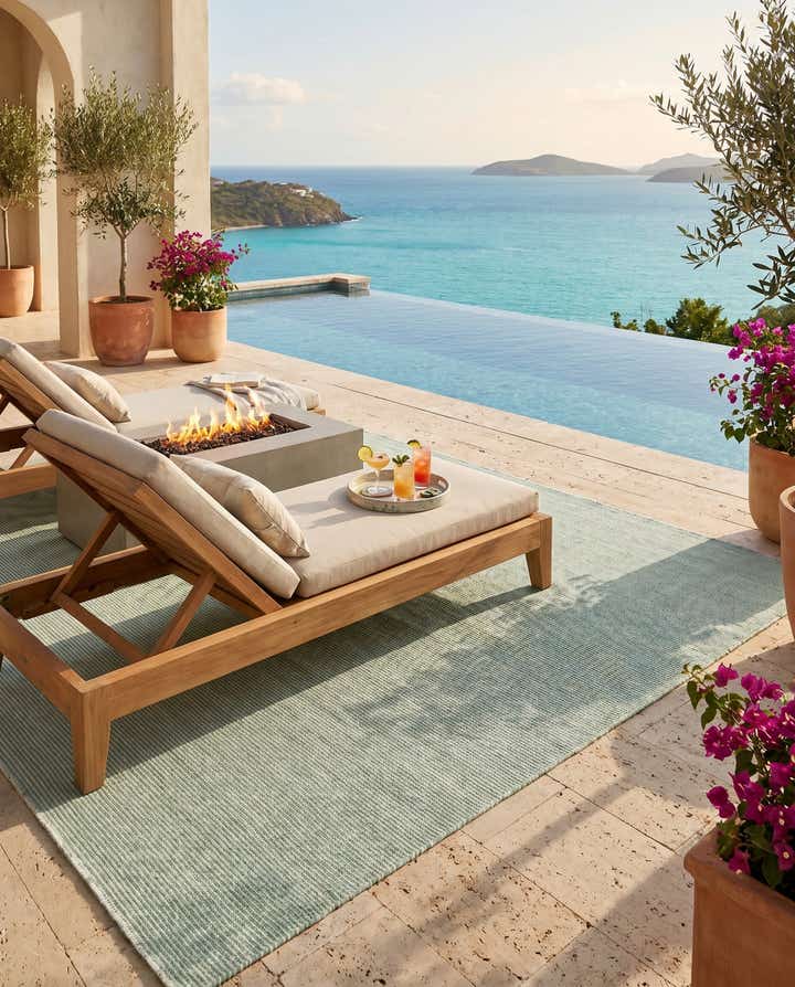 6' 1 x 9' Easy-Clean Jill Zarin Palm Springs Indoor / Outdoor Rug