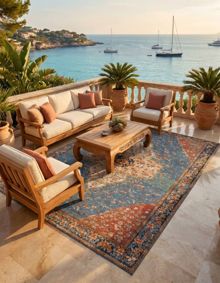 Detail image of 10' x 14' Easy-Clean Traditional Indoor / Outdoor Rug