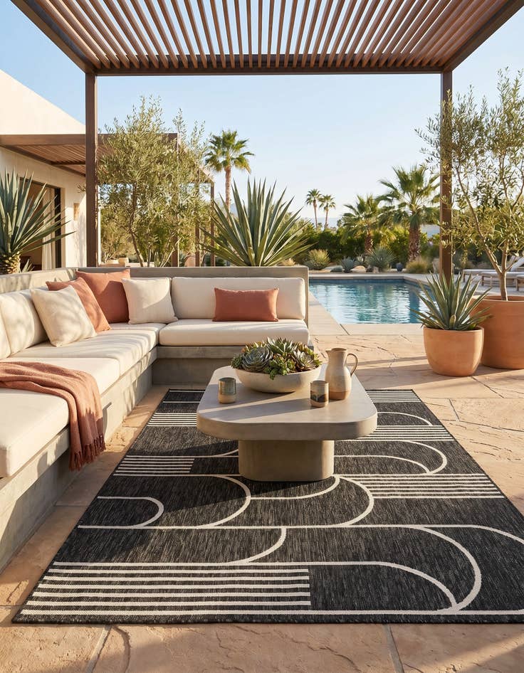 Detail image of 5' 3 x 8' Easy-Clean Modern Indoor / Outdoor Rug