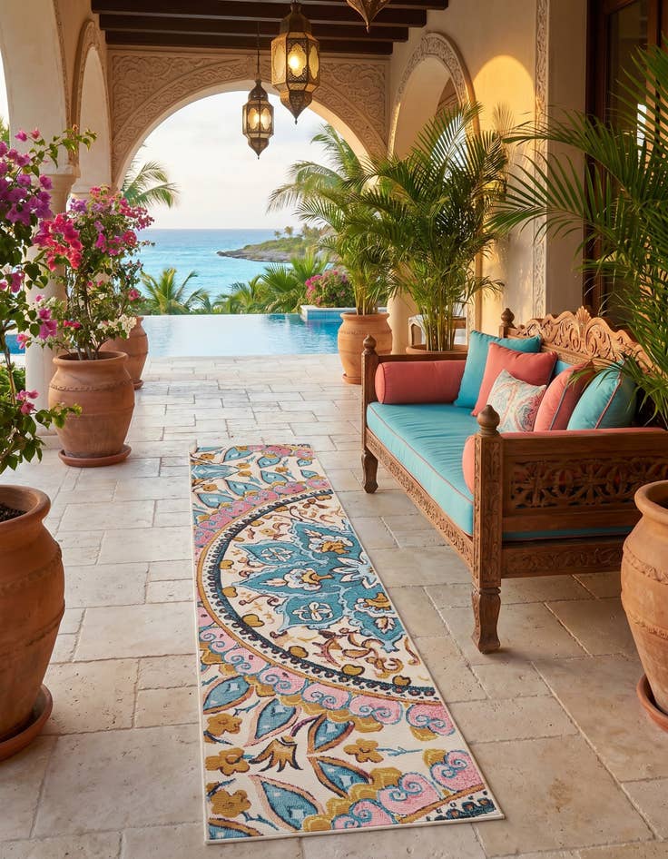 Detail image of 2' x 8' Easy-Clean Traditional Indoor / Outdoor Runner Rug