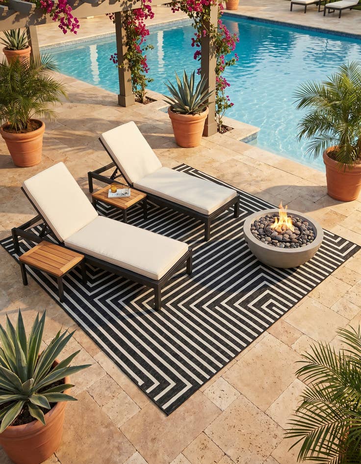 Detail image of 7' 10 x 7' 10 Easy-Clean Modern Indoor / Outdoor Square Rug