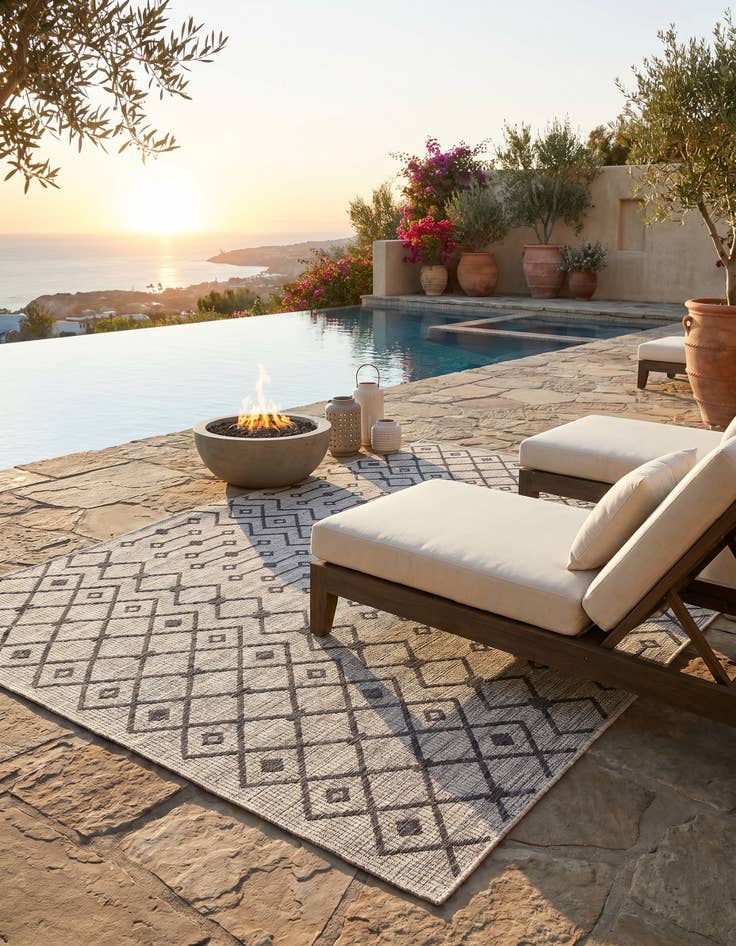 Detail image of 6' x 9' Easy-Clean Lattice Indoor / Outdoor Rug