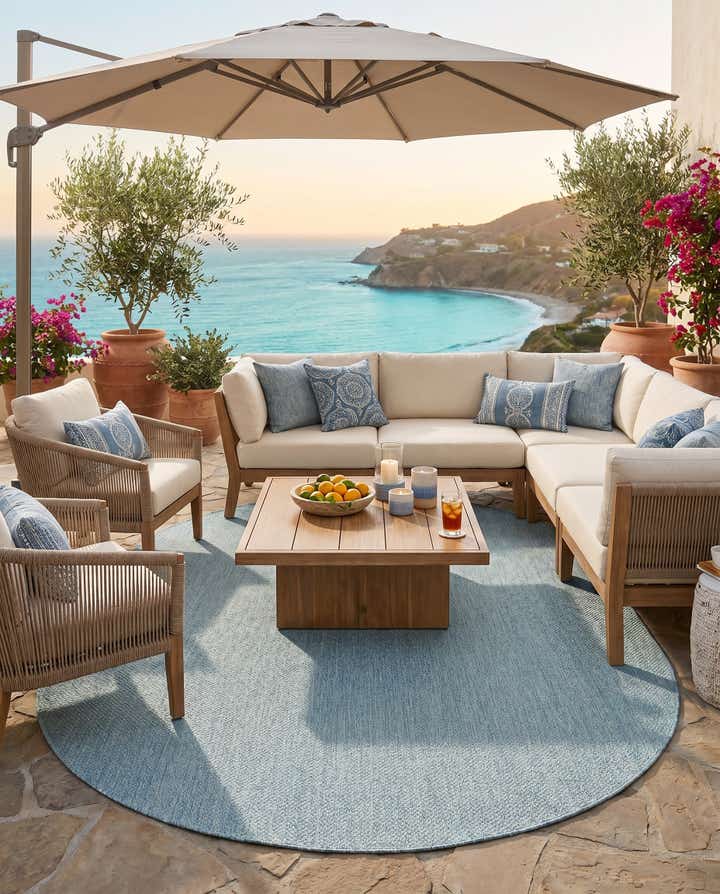 7' 10 x 10' Easy-Clean Solid Indoor / Outdoor Oval Rug