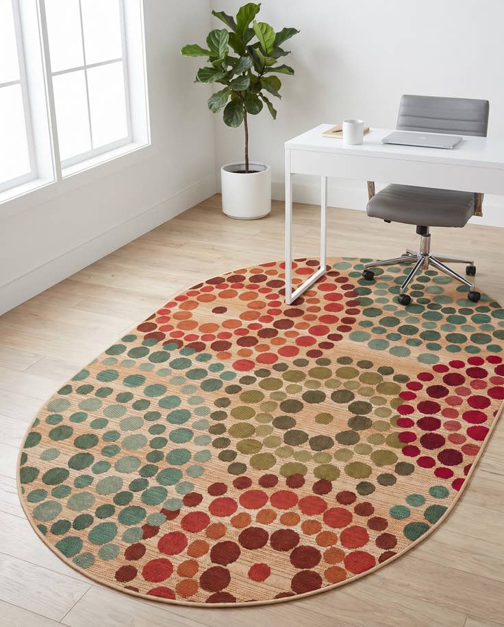 Detail image of 4' x 6' Easy-Clean Modern Indoor / Outdoor Oval Rug