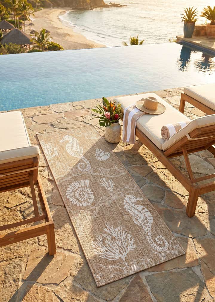 2' x 5' 3 Easy-Clean Coastal Indoor / Outdoor Runner Rug