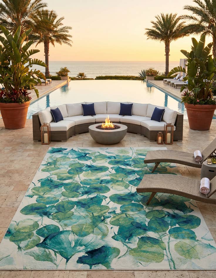 Detail image of 10' x 14' 2 Easy-Clean Botanical Indoor / Outdoor Rug