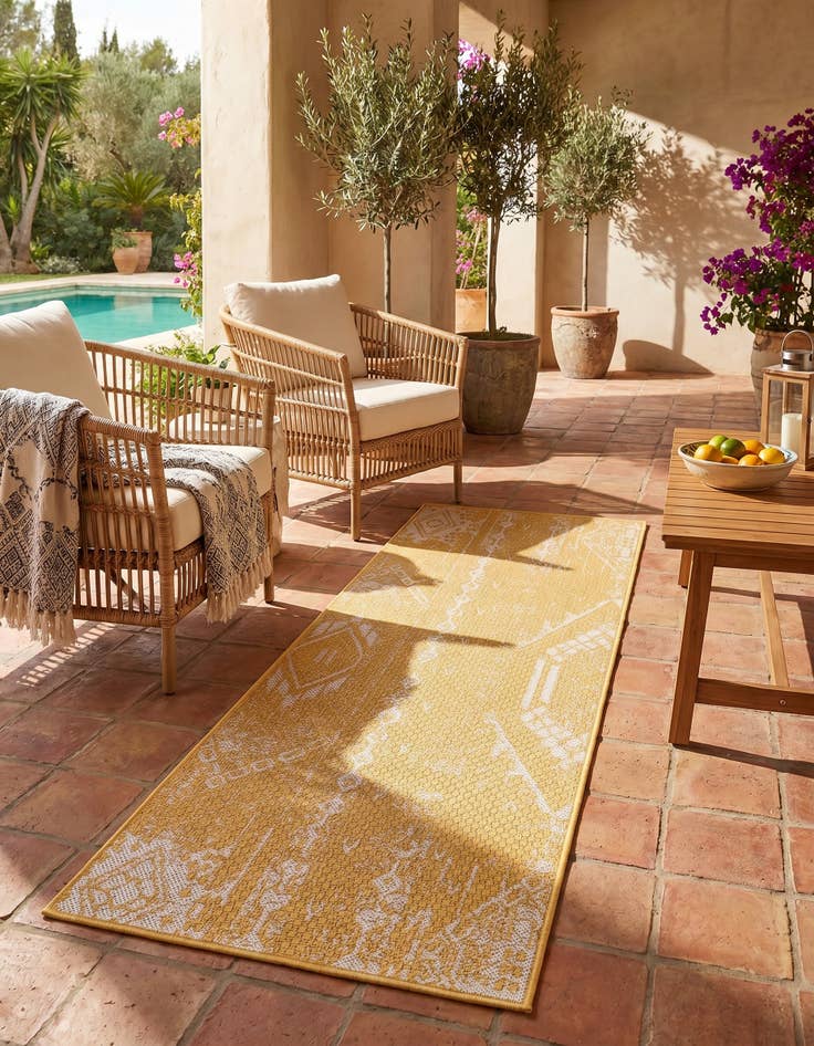 Detail image of 2' x 5' 3 Easy-Clean Bohemian Indoor / Outdoor Runner Rug