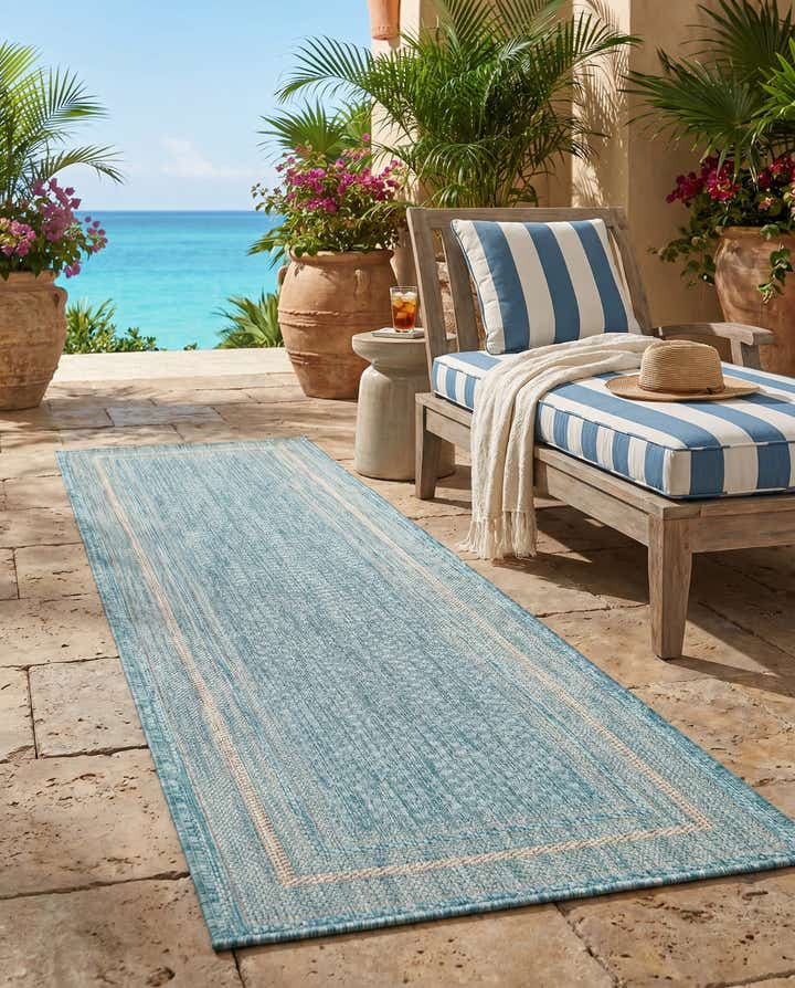 2' x 6' Easy-Clean Border Indoor / Outdoor Runner Rug