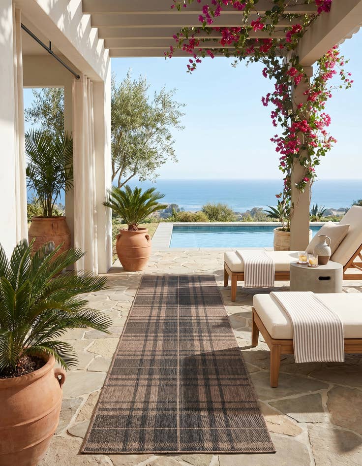 Detail image of 2' 7 x 10' Easy-Clean Checkered Indoor / Outdoor Runner Rug