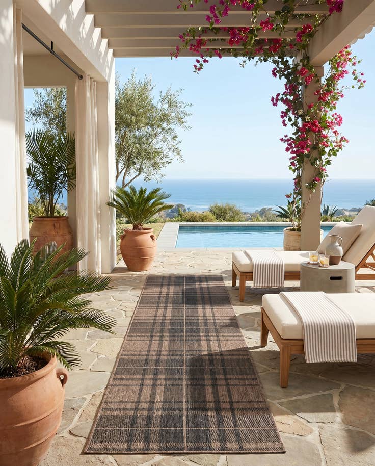 Detail image of 2' 7 x 10' Easy-Clean Checkered Indoor / Outdoor Runner Rug