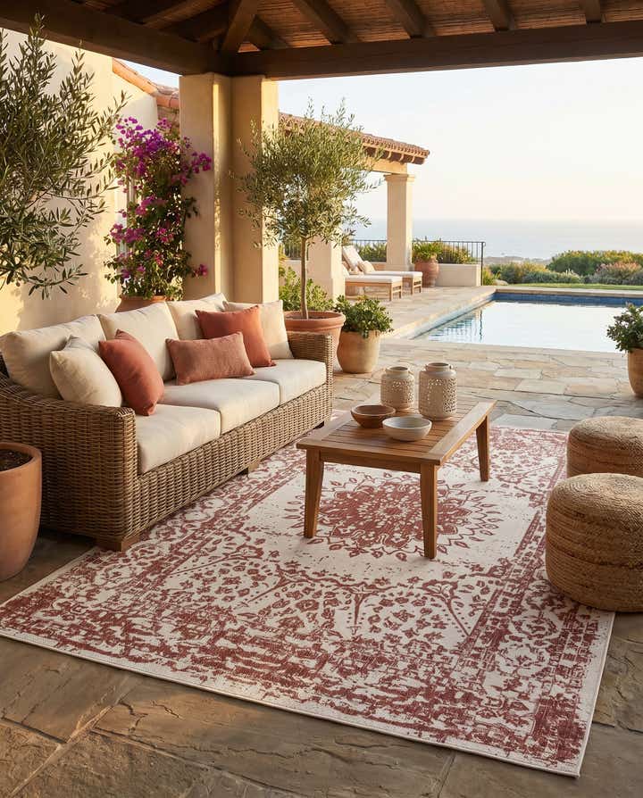 6' x 9' Easy-Clean Traditional Indoor / Outdoor Rug