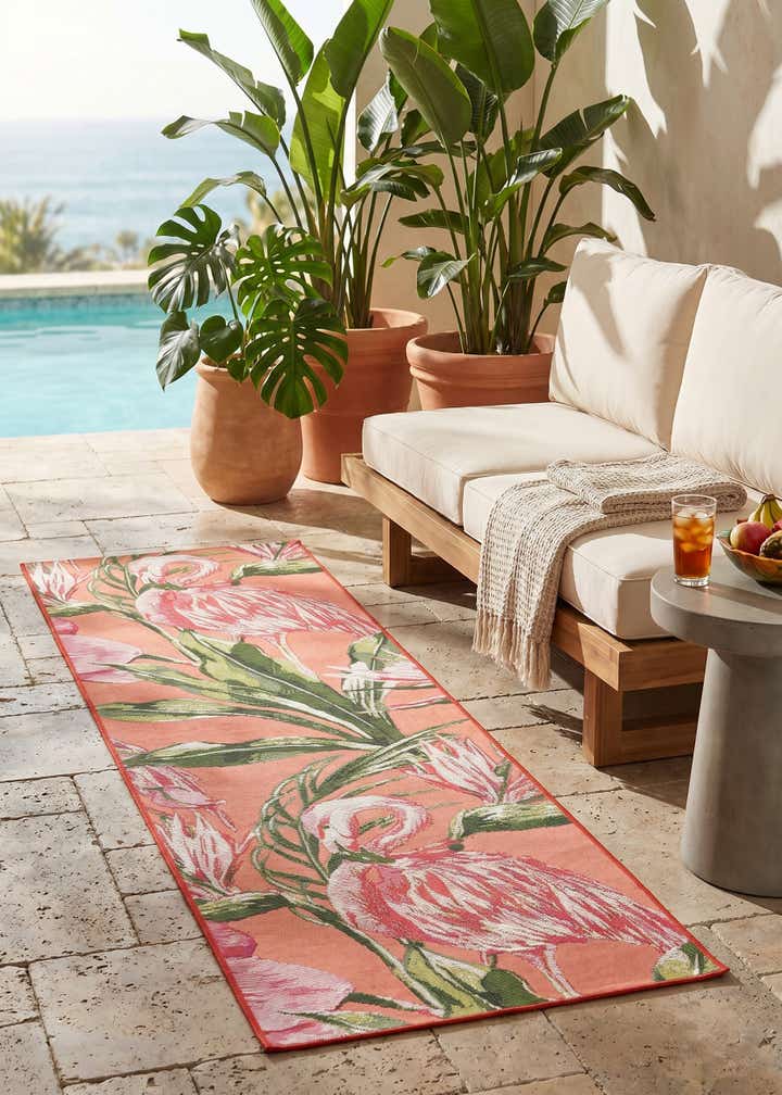 2' x 6' Easy-Clean Botanical Indoor / Outdoor Runner Rug