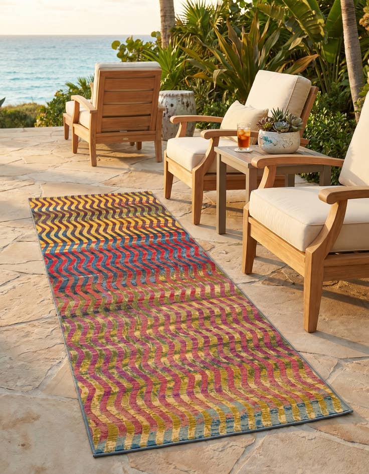Detail image of 2' 7 x 7' Easy-Clean Modern Indoor / Outdoor Runner Rug