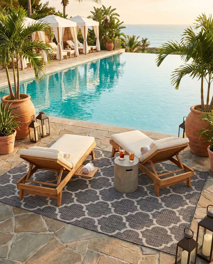 5' 3 x 8' Easy-Clean Lattice Indoor / Outdoor Rug