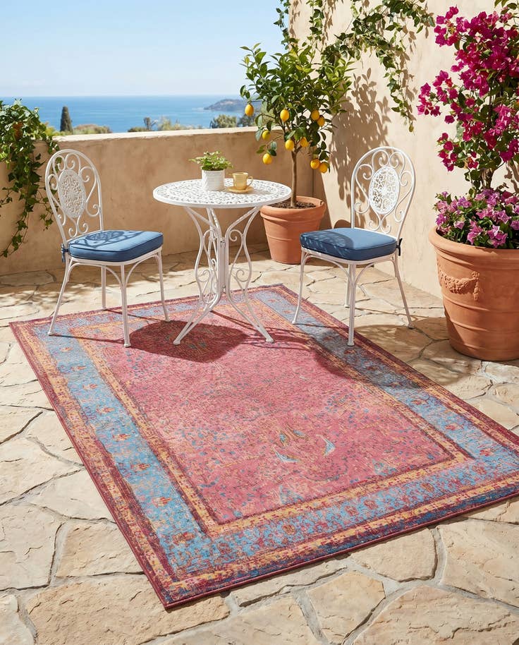 Detail image of 4' 1 x 6' 1 Easy-Clean Traditional Indoor / Outdoor Rug