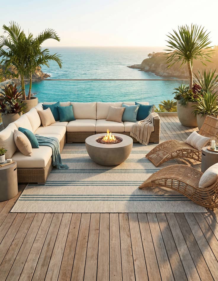 Detail image of 7' 10 x 7' 10 Easy-Clean Jill Zarin Anguilla Indoor / Outdoor Square Rug