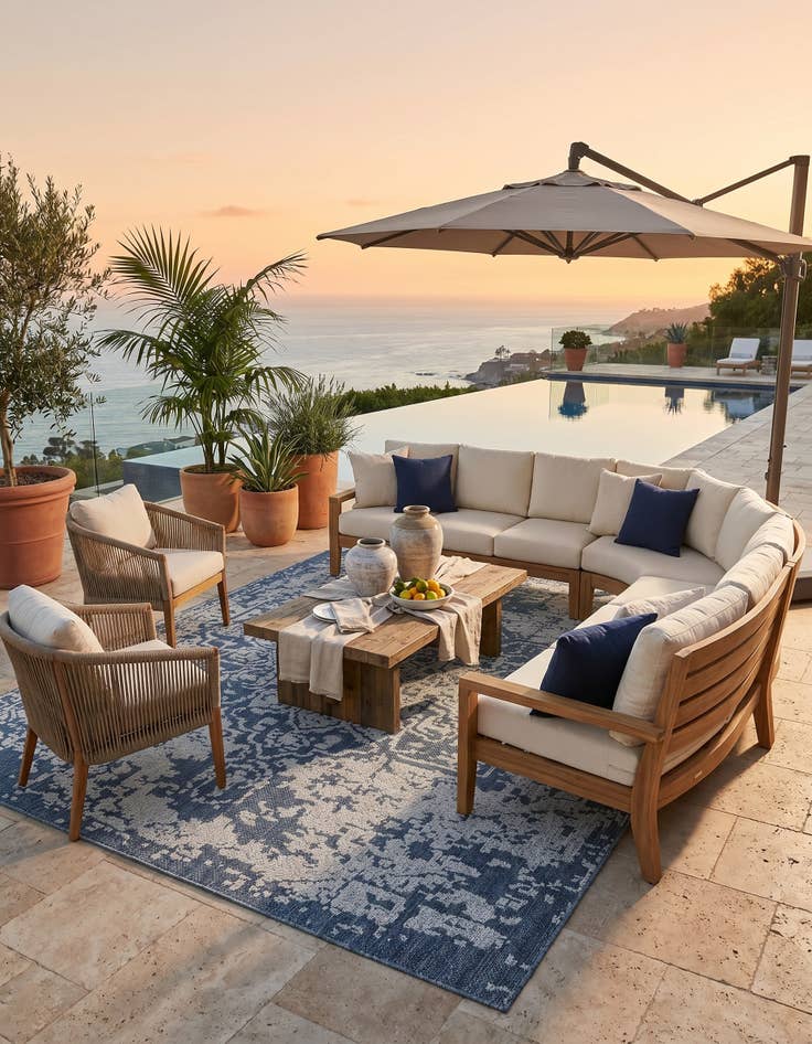 Detail image of 7' 10 x 10' Easy-Clean Traditional Indoor / Outdoor Rug