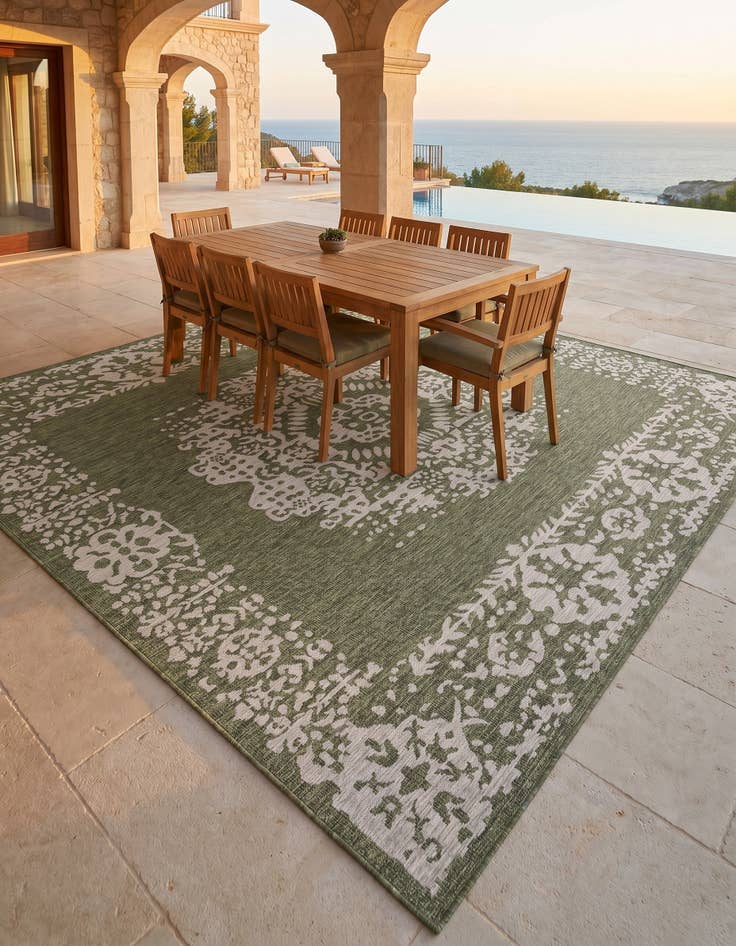 Detail image of 13' x 13' Easy-Clean Traditional Indoor / Outdoor Square Rug