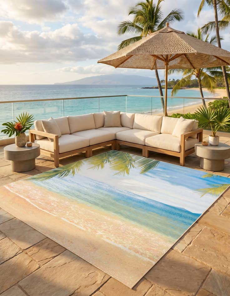 Detail image of 10' x 12' Easy-Clean Coastal Indoor / Outdoor Rug