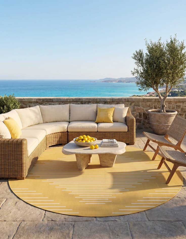 Detail image of 10' 8 x 10' 8 Easy-Clean Modern Indoor / Outdoor Round Rug