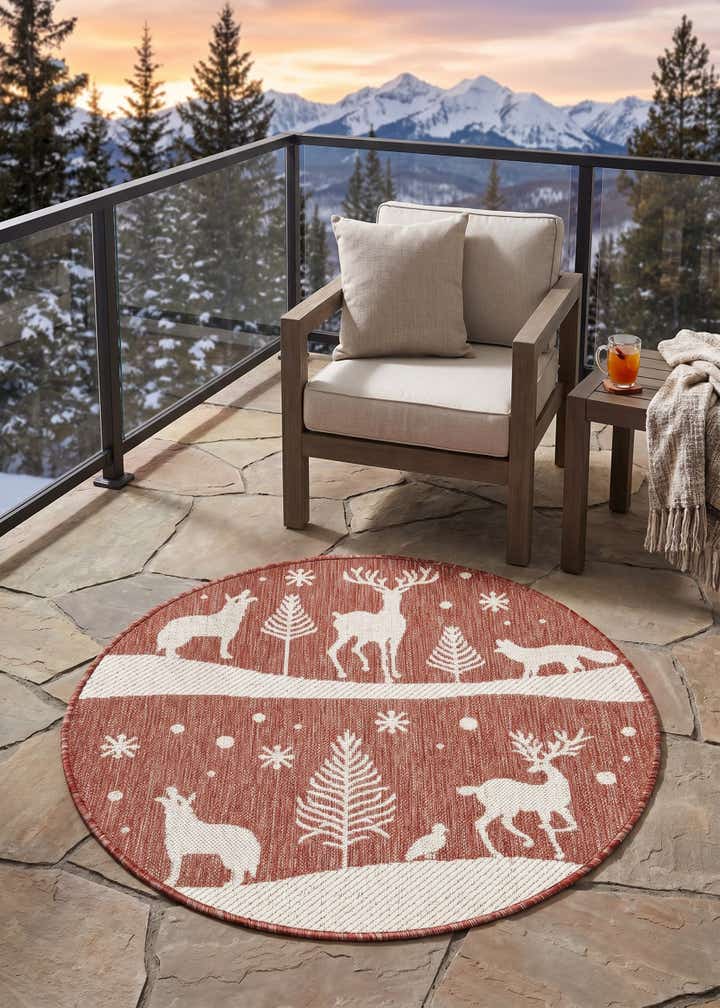 3' x 3' Easy-Clean Holiday Indoor / Outdoor Round Rug