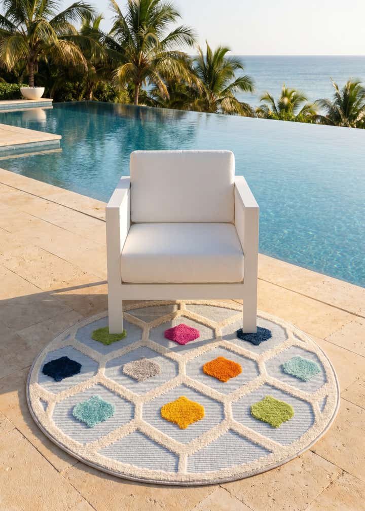 3' 3 x 3' 3 Easy-Clean Aruba Indoor / Outdoor Round Rug