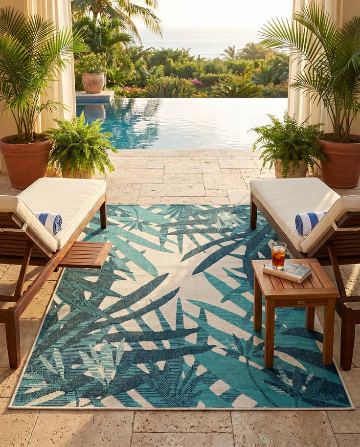 Detail image of 4' x 6' Easy-Clean Botanical Indoor / Outdoor Rug