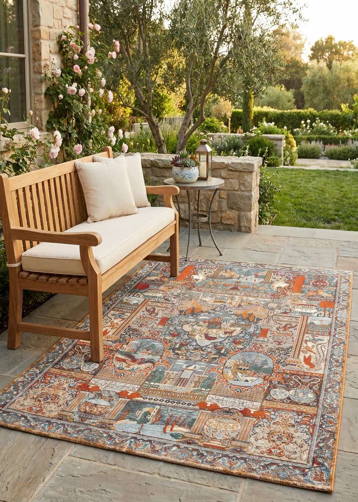 5' 3 x 8' Easy-Clean Traditional Indoor / Outdoor Rug