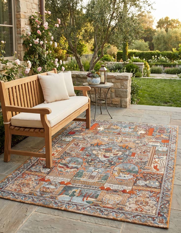 Detail image of 5' 3 x 8' Easy-Clean Traditional Indoor / Outdoor Rug