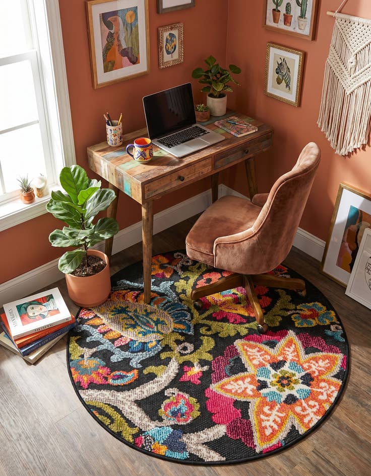 Detail image of 3' x 3' Easy-Clean Casablanca Indoor / Outdoor Round Rug