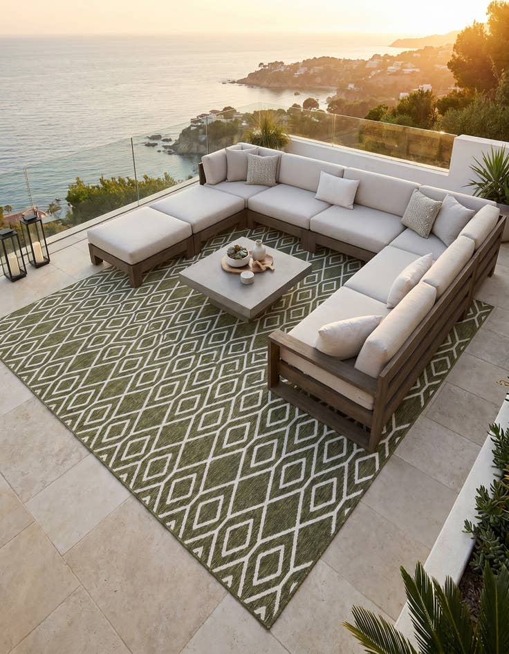 Detail image of 7' 10 x 10' Easy-Clean Jill Zarin Turks and Caicos Indoor / Outdoor Rug