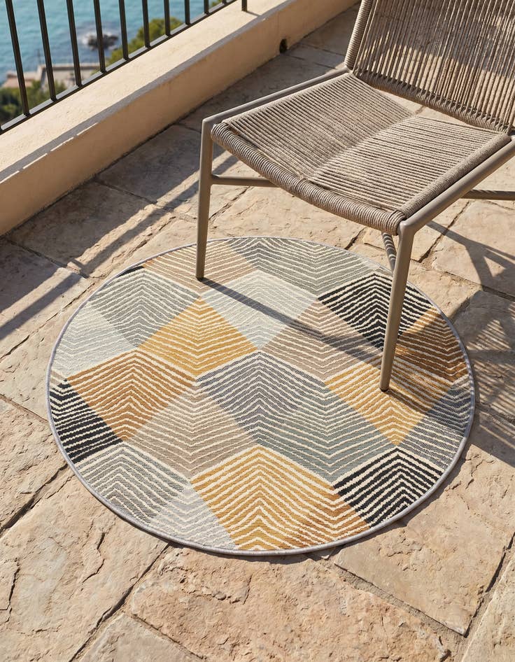 Detail image of 3' x 3' Easy-Clean Modern Indoor / Outdoor Round Rug