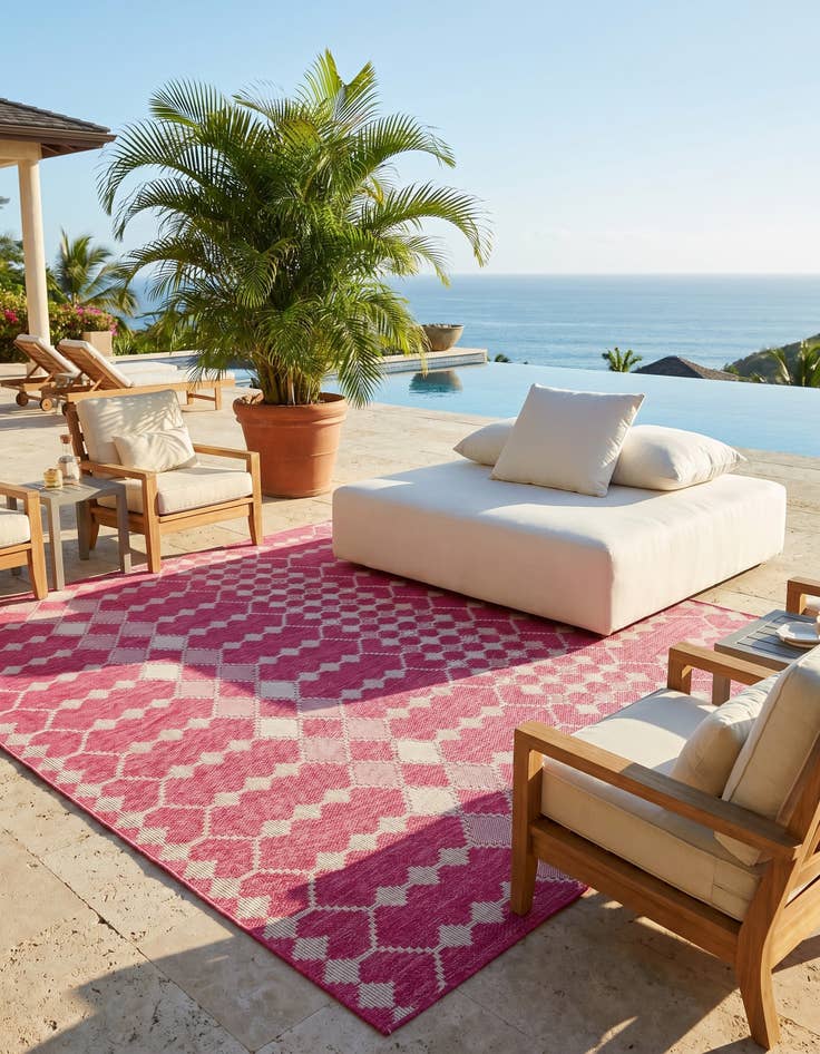 Detail image of 7' 10 x 11' Easy-Clean Lattice Indoor / Outdoor Rug