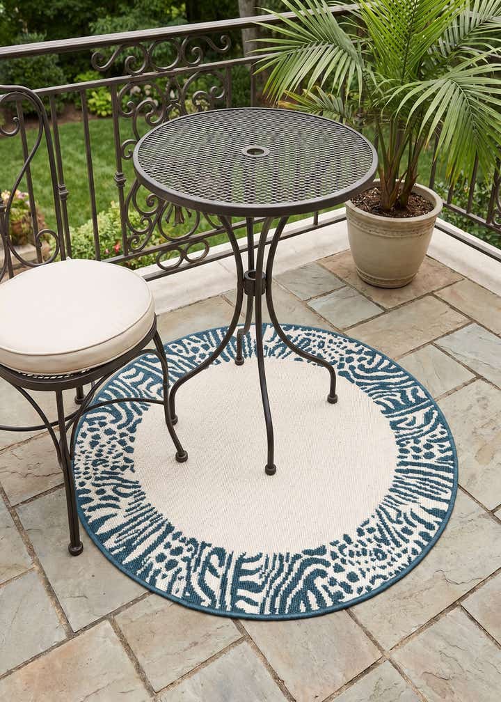 3' x 3' Easy-Clean Safari Indoor / Outdoor Round Rug